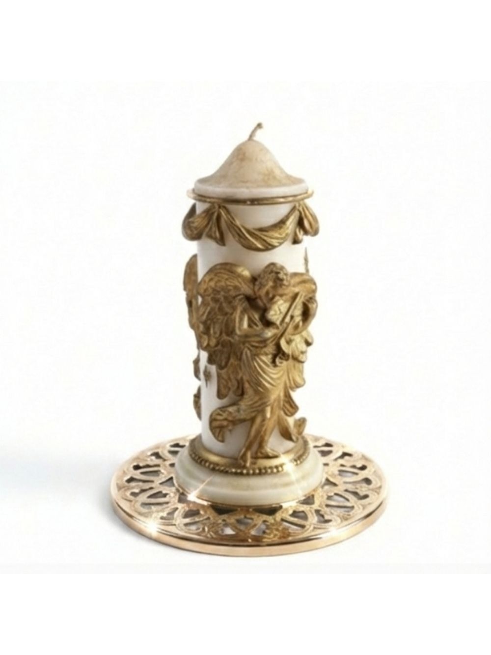 Gold Cream Angel Candle Holder Bass